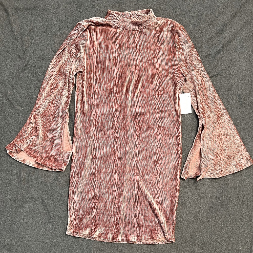 NWT Eloquii Pink Plisse Velvet Open Back Dress
